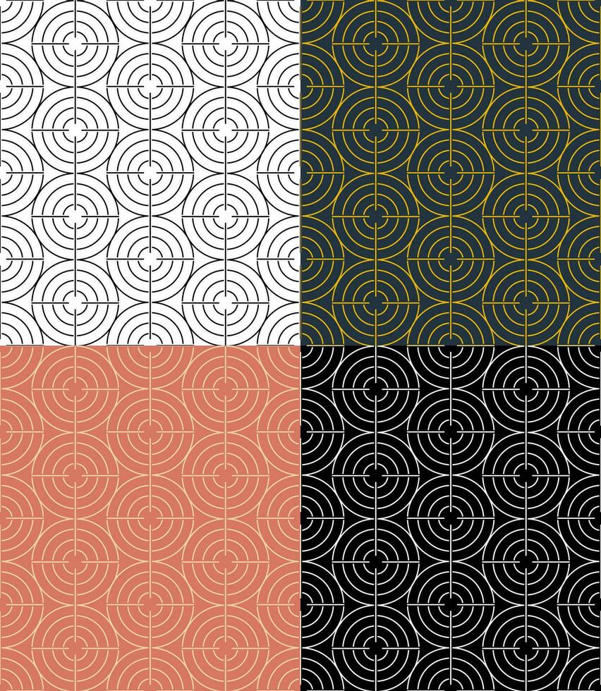 set of seamless patterns with optical sights, target and aim in crosshair. Ornament for decoration and printing on fabric. Design element. Vector