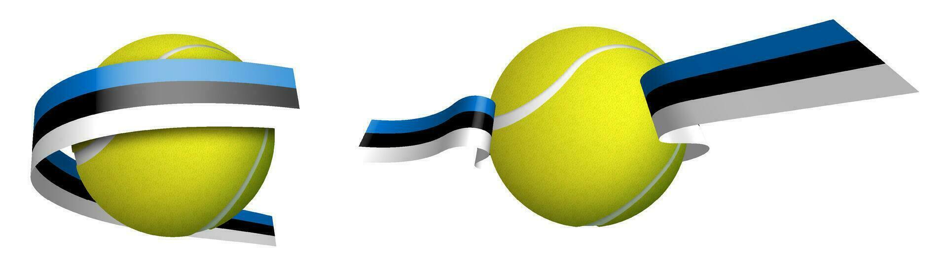 Deportes tenis pelota en cintas con colores de chino bandera. aislado vector en blanco antecedentes