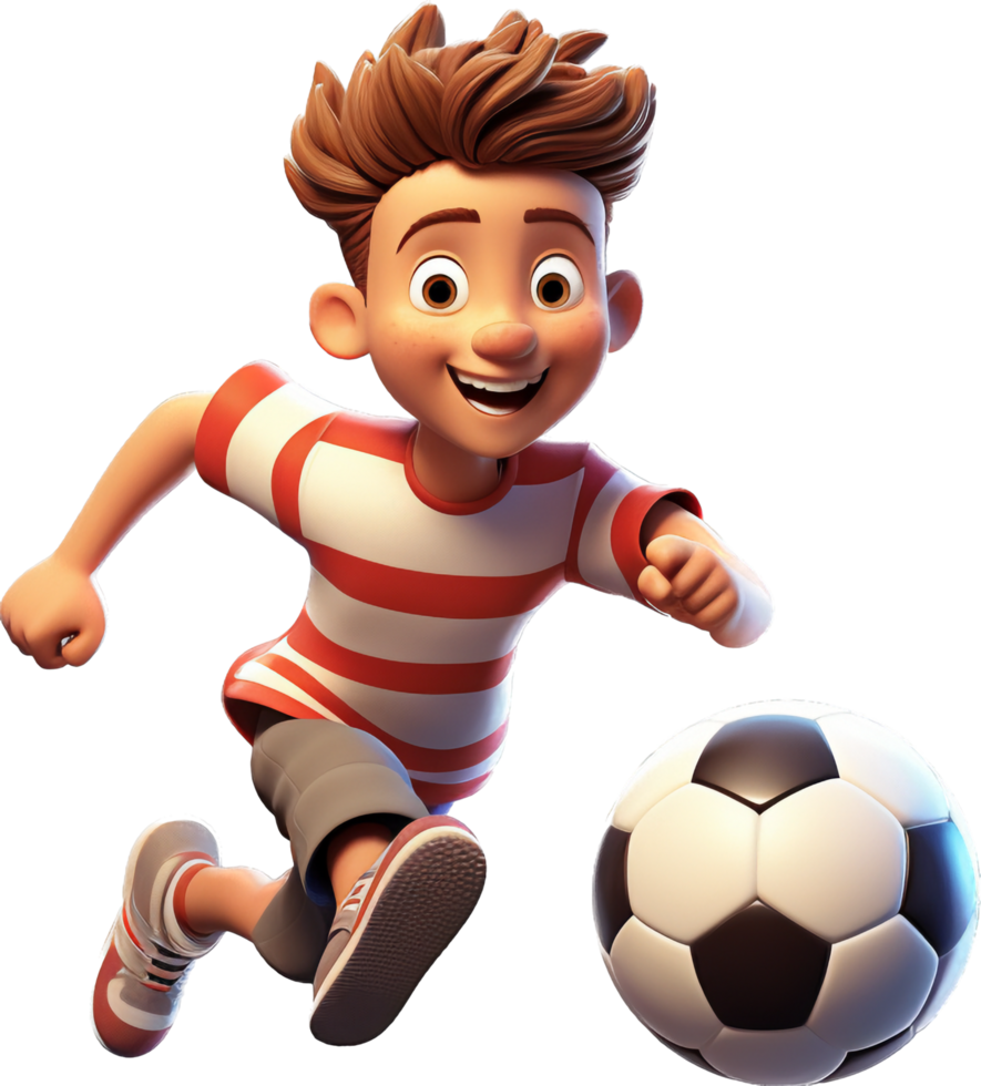 Boy is playing soccer png with AI generated.