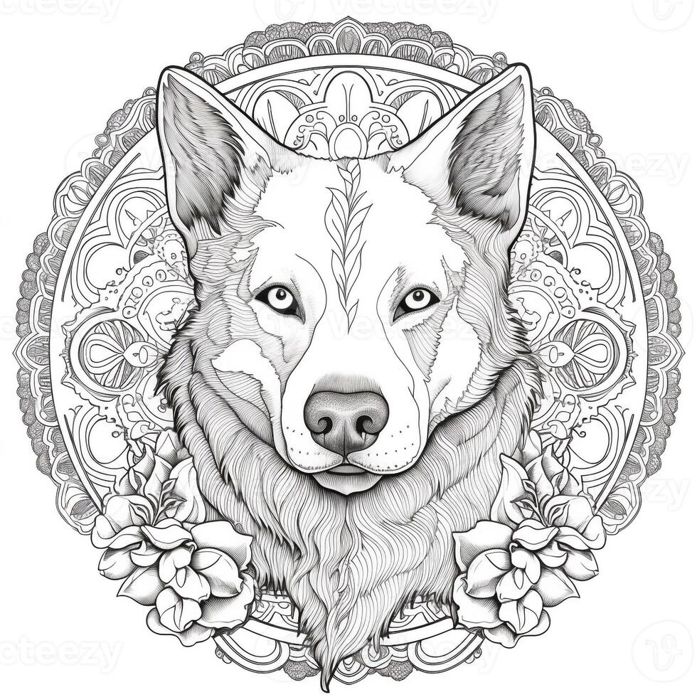 mandalas para colorear de perros foto