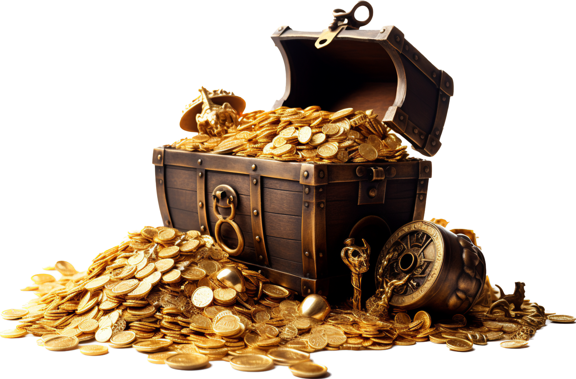 Download Empty Treasure Chest with Gold Coins and Valuables PNG Online -  Creative Fabrica