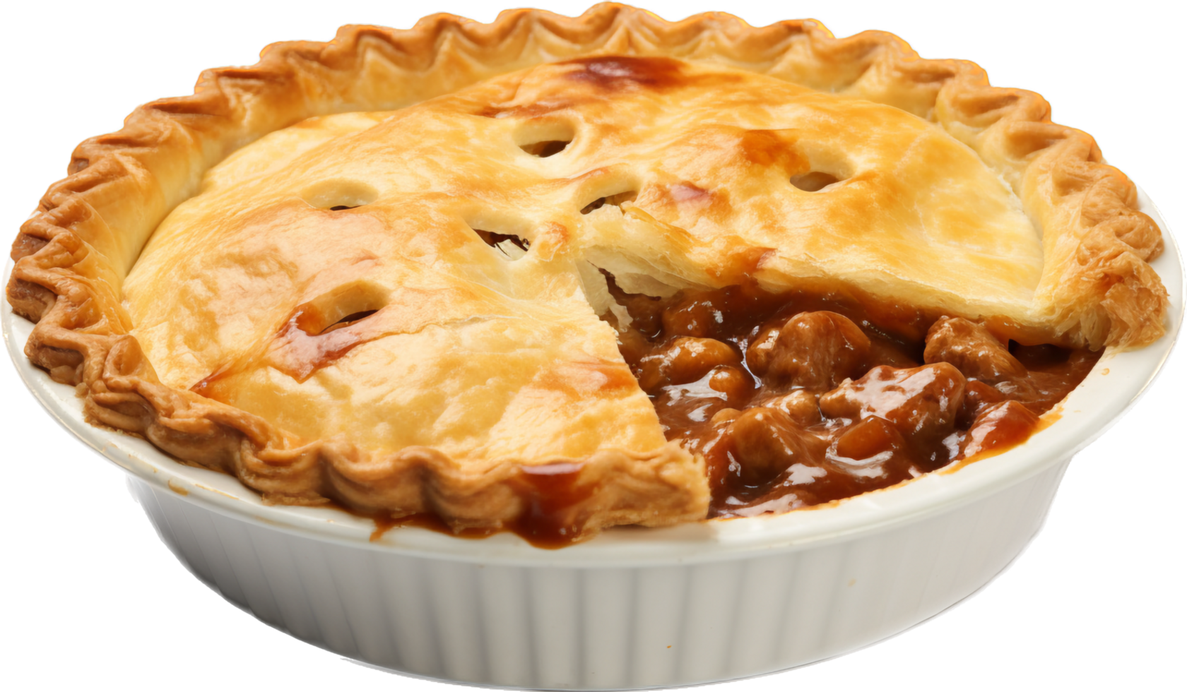 steak and kidney pie png with AI generated.