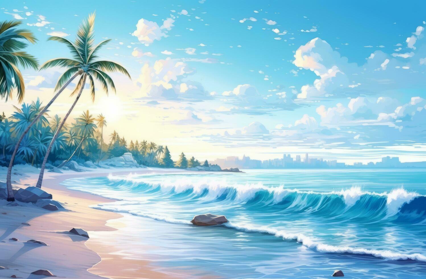 Tropical island beach wallpaper photo