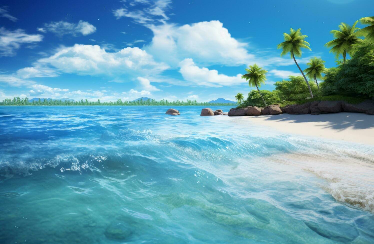 Tropical island beach wallpaper photo