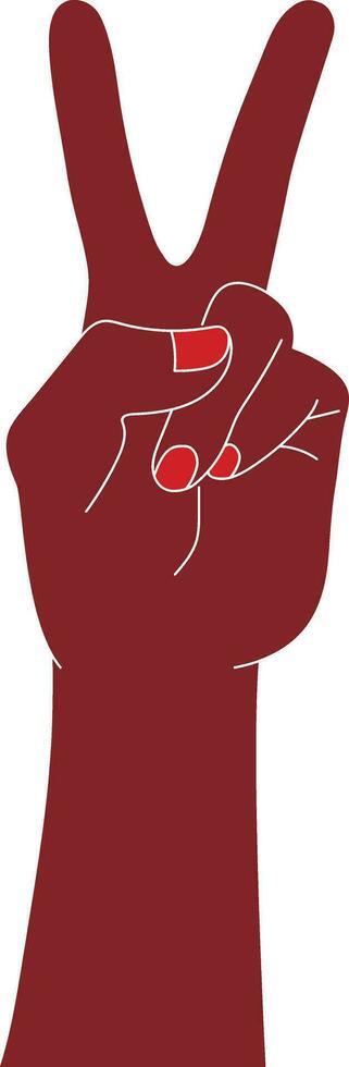 Female hand with a gesture V sign for victory or peace. Vector illustration