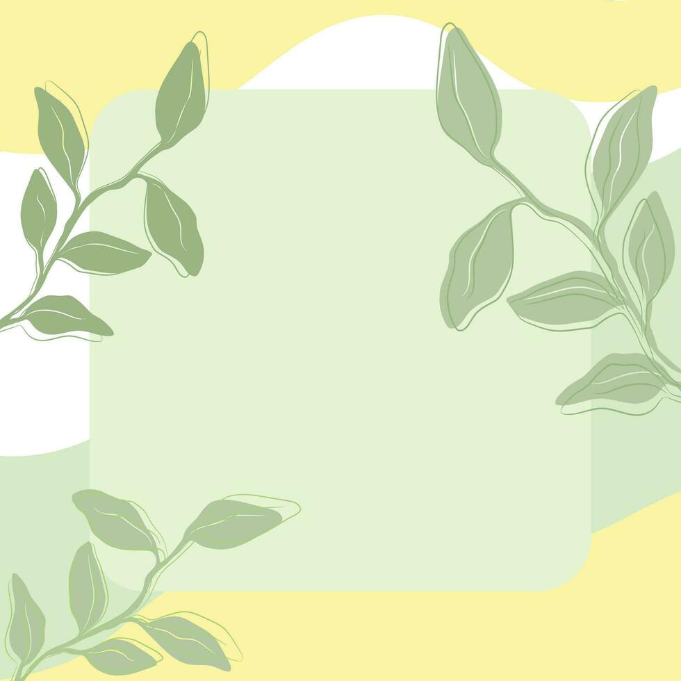 Botanical template with plants and copy space for a text. Hand drawn elements in elegant vector illustration