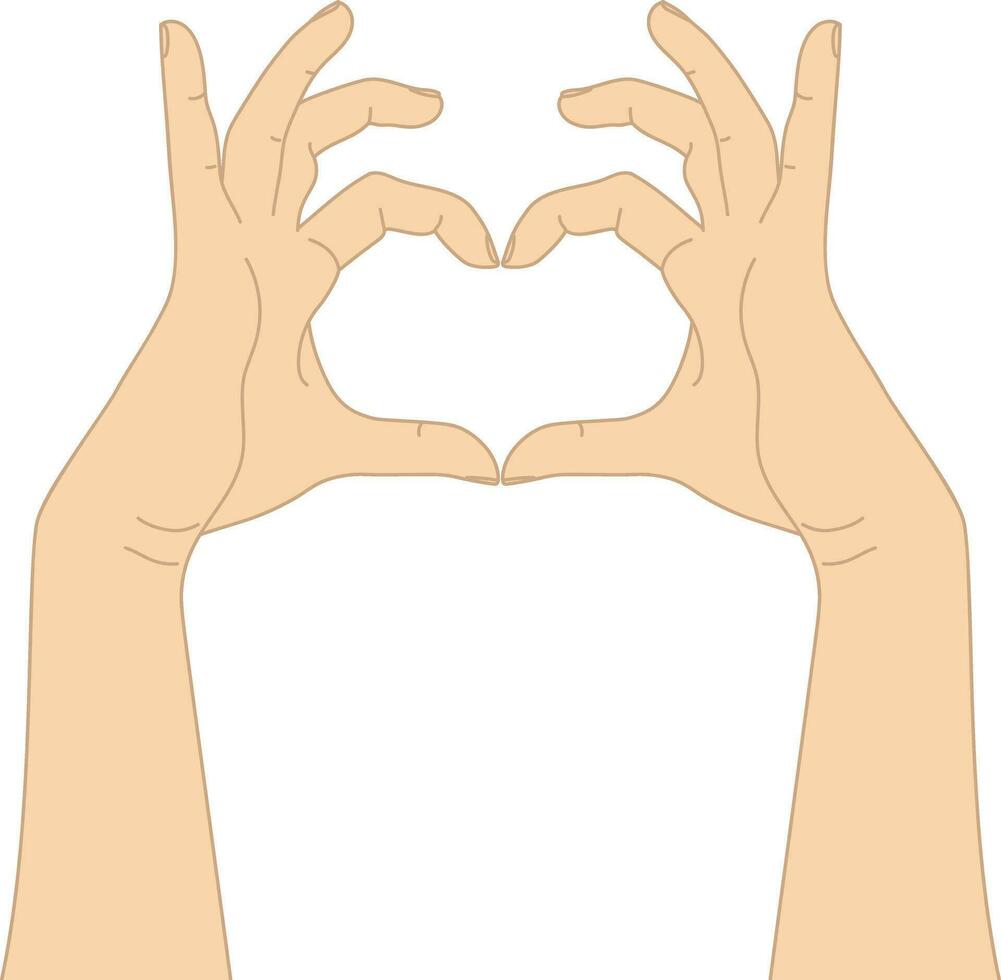 Hand drawn hands making heart isolated on white background. Vector illustration