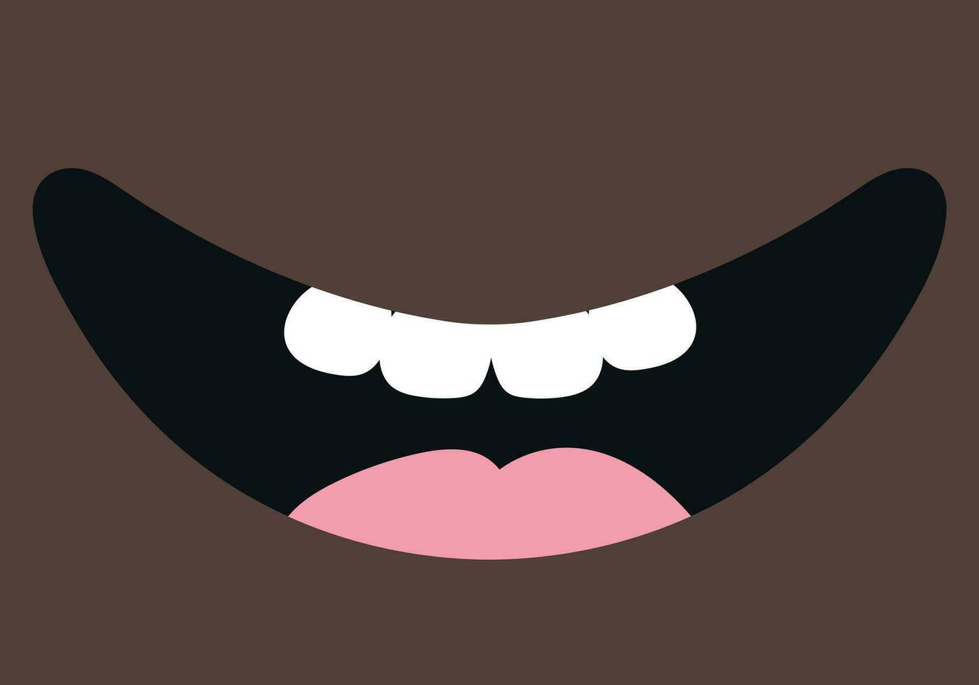 Cartoon smiling mouth with tongue and teeth. Cute hand drawn smile. Vector illustration