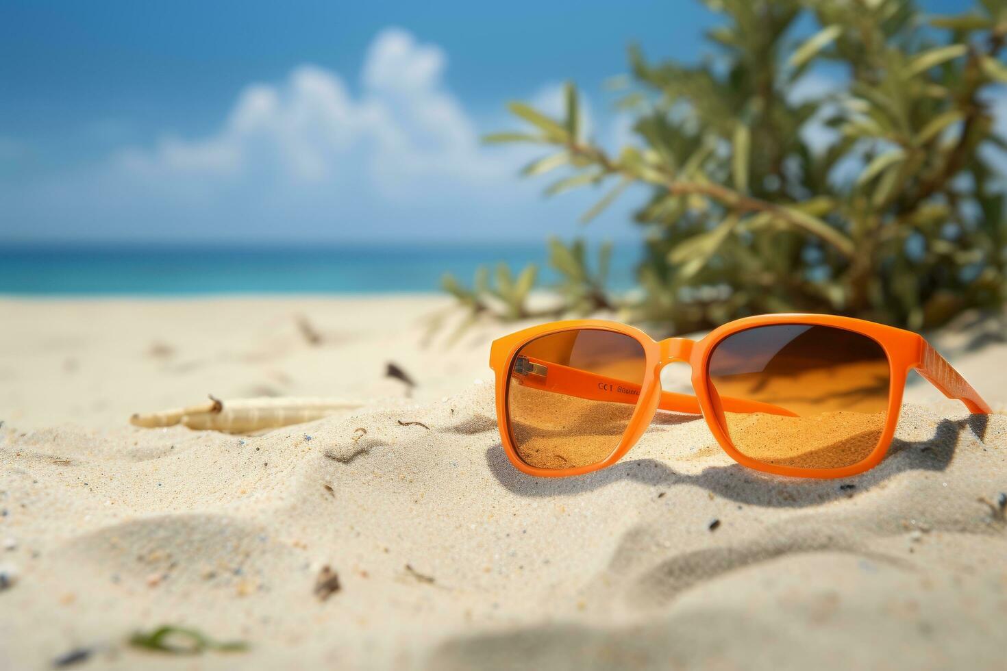 Sunglasses on a sandy island photo