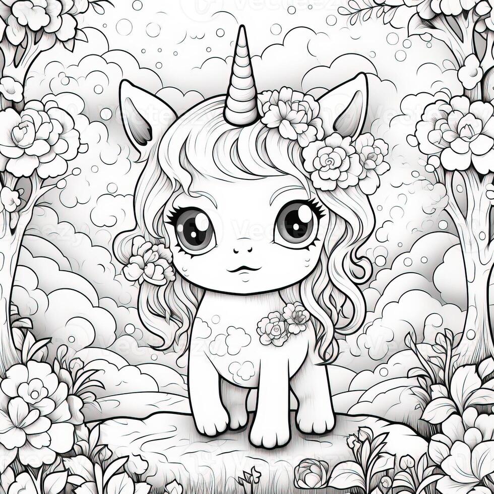 kawaii unicornio colorante paginas foto