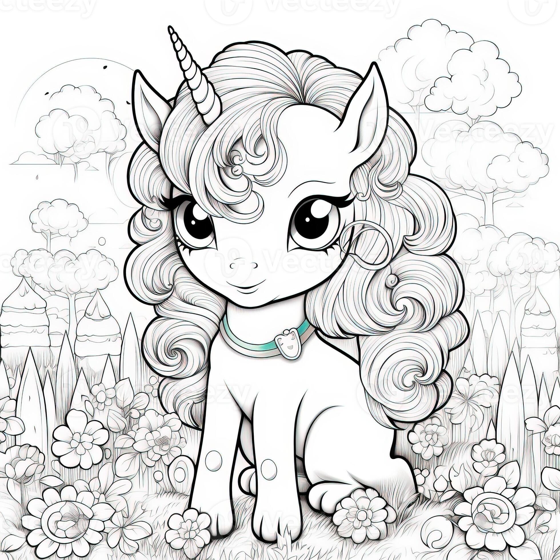 Kawaii Unicorn Coloring Pages