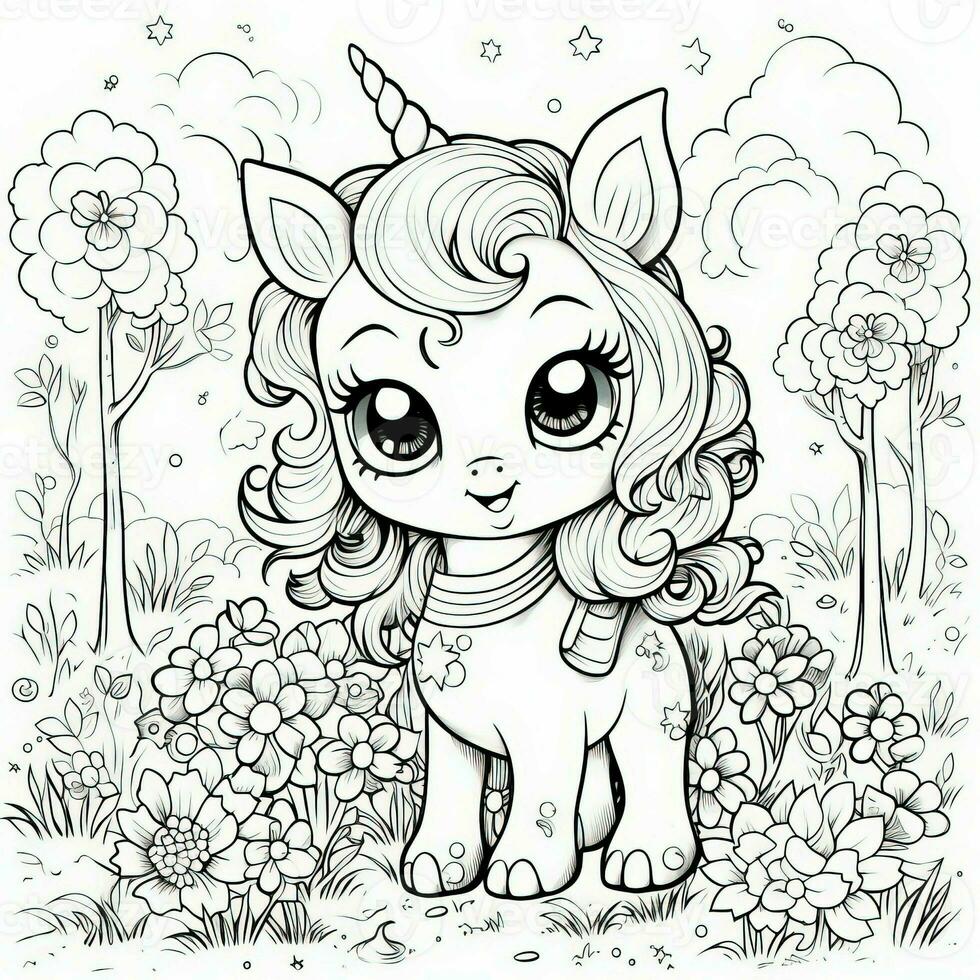 kawaii unicornio colorante paginas foto