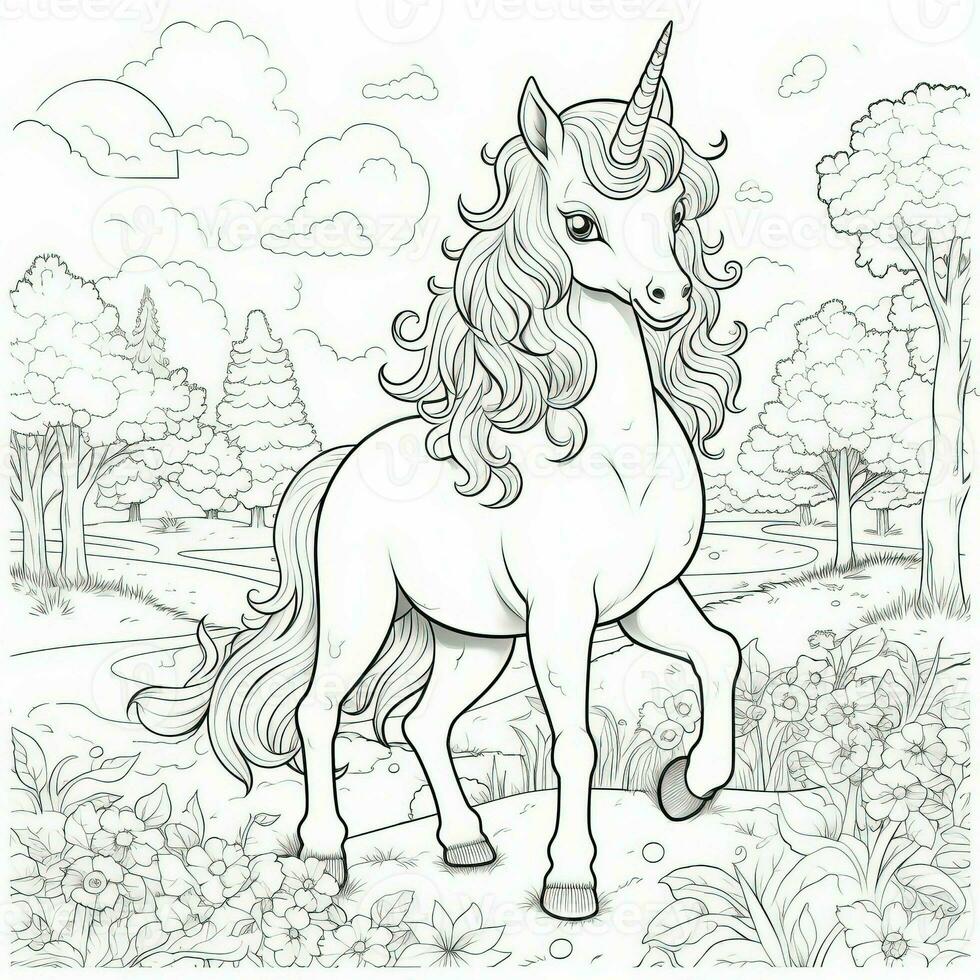 Kawaii Unicorn Coloring Pages photo