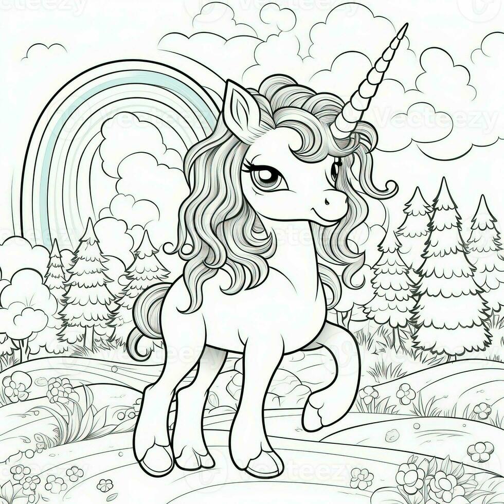 Kawaii Unicorn Coloring Pages photo