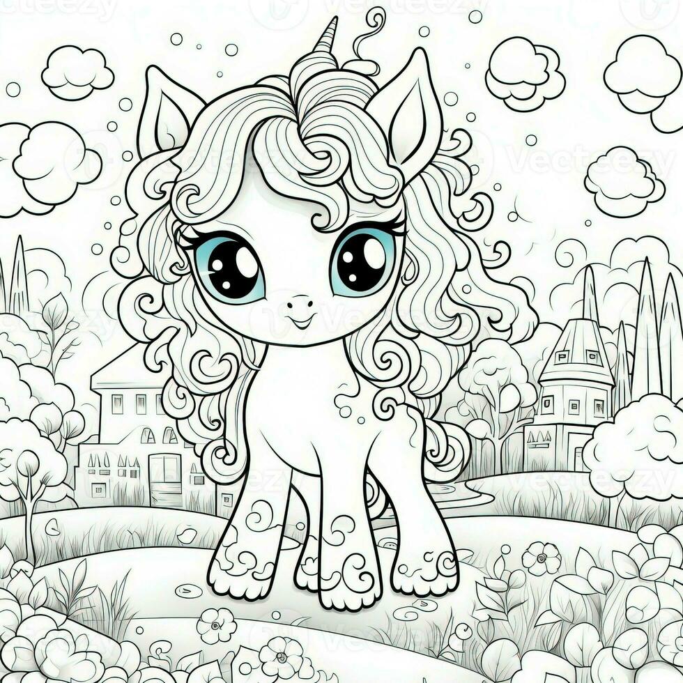 kawaii unicornio colorante paginas foto