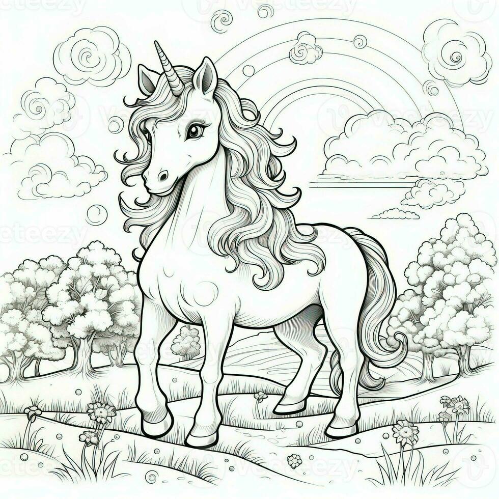 Kawaii Unicorn Coloring Pages photo