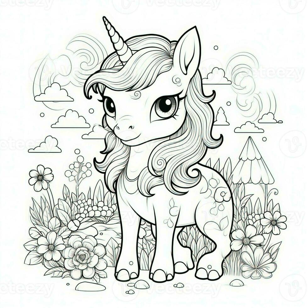 kawaii unicornio colorante paginas foto