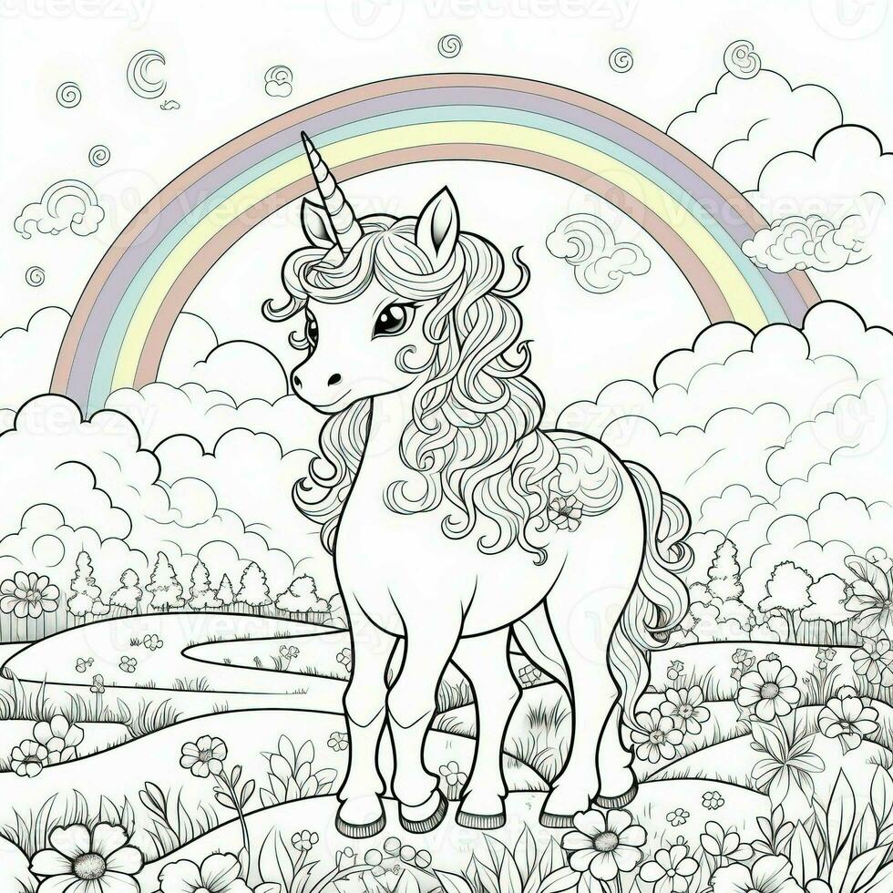 kawaii unicornio colorante paginas foto