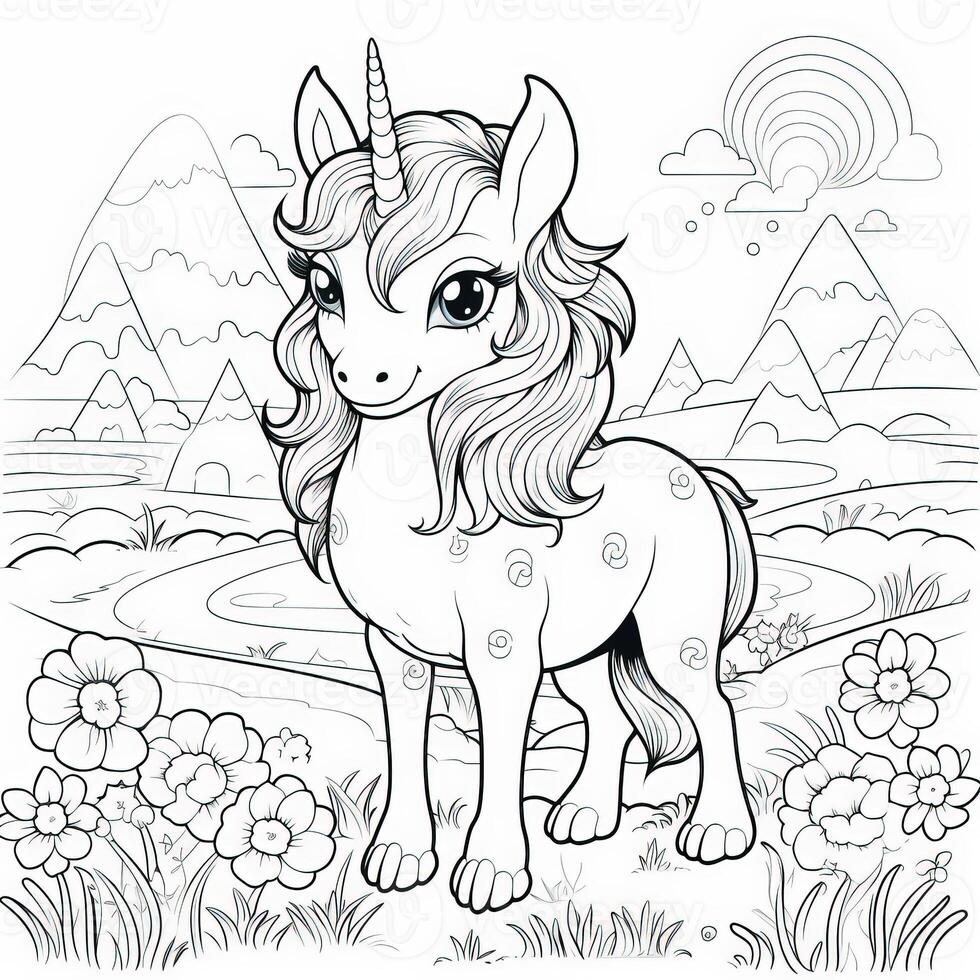 Kawaii Unicorn Coloring Pages photo