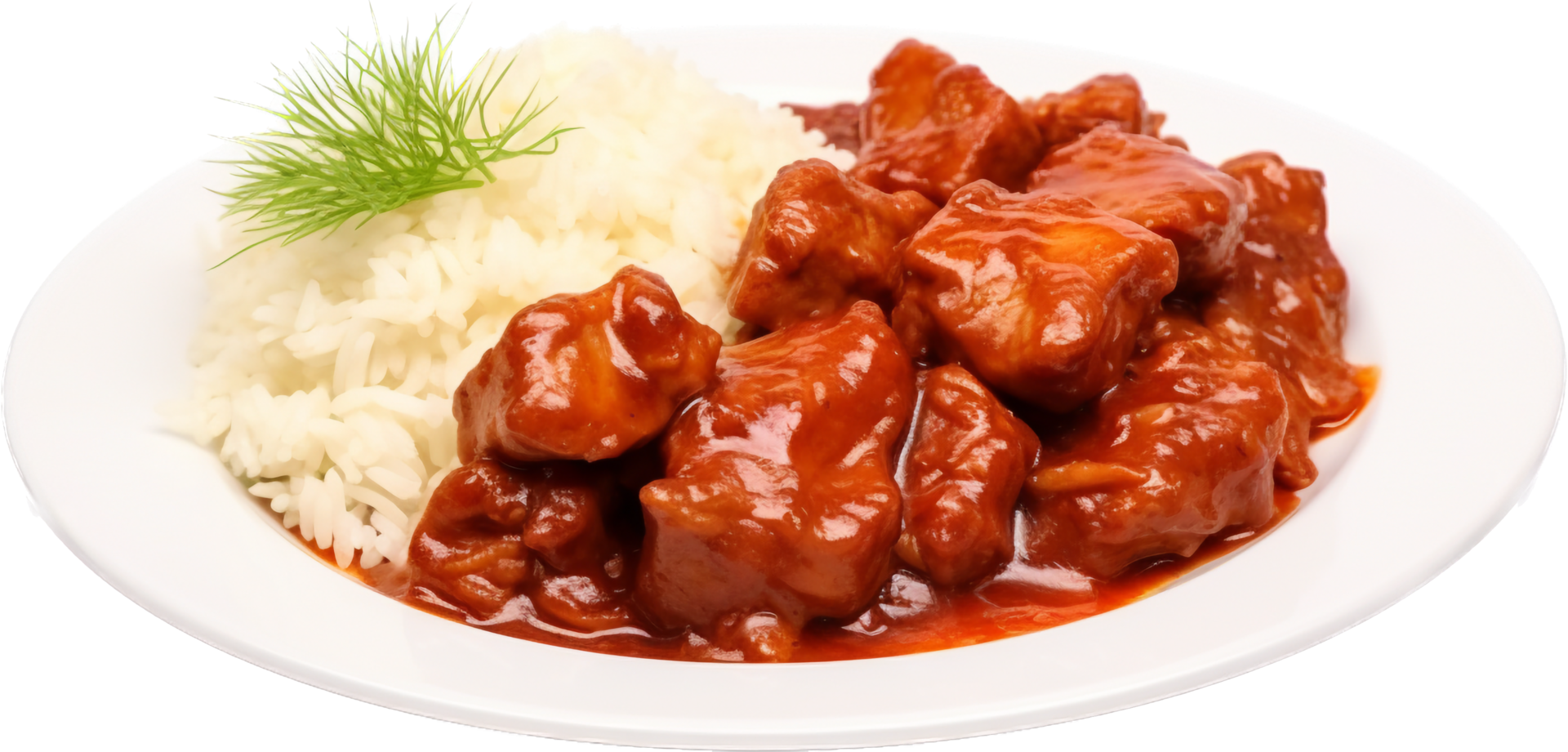 Pork with rice png with AI generated.