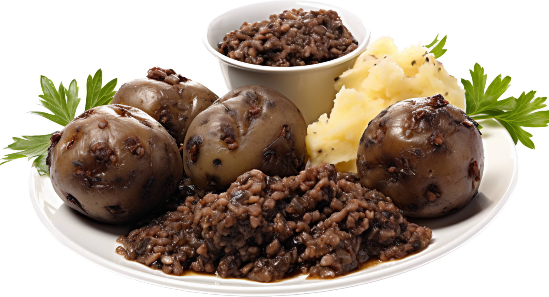 haggis precisa e tatties png com ai gerado.