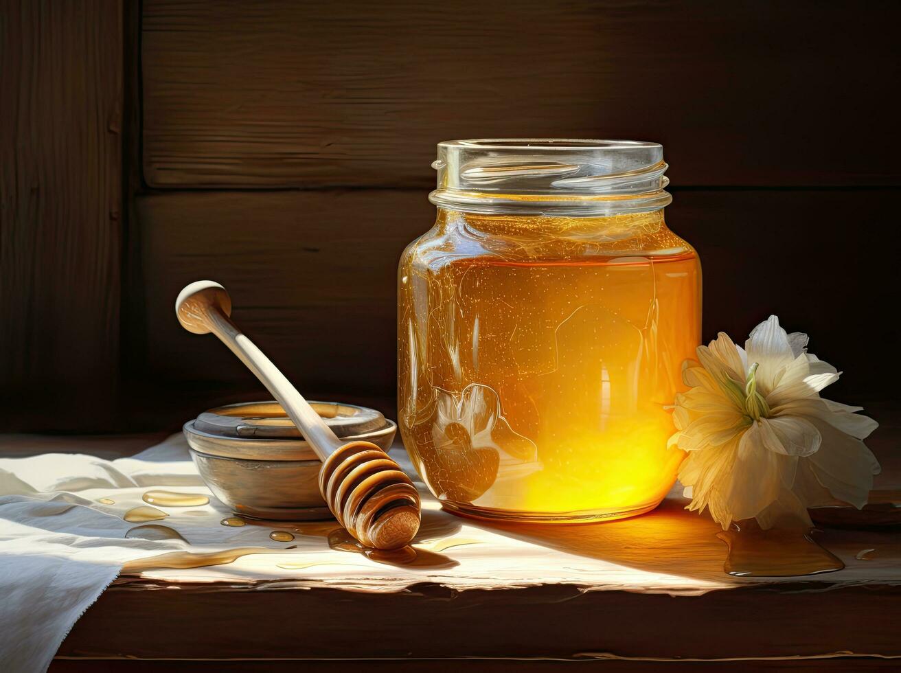 Jar with sweet honey photo