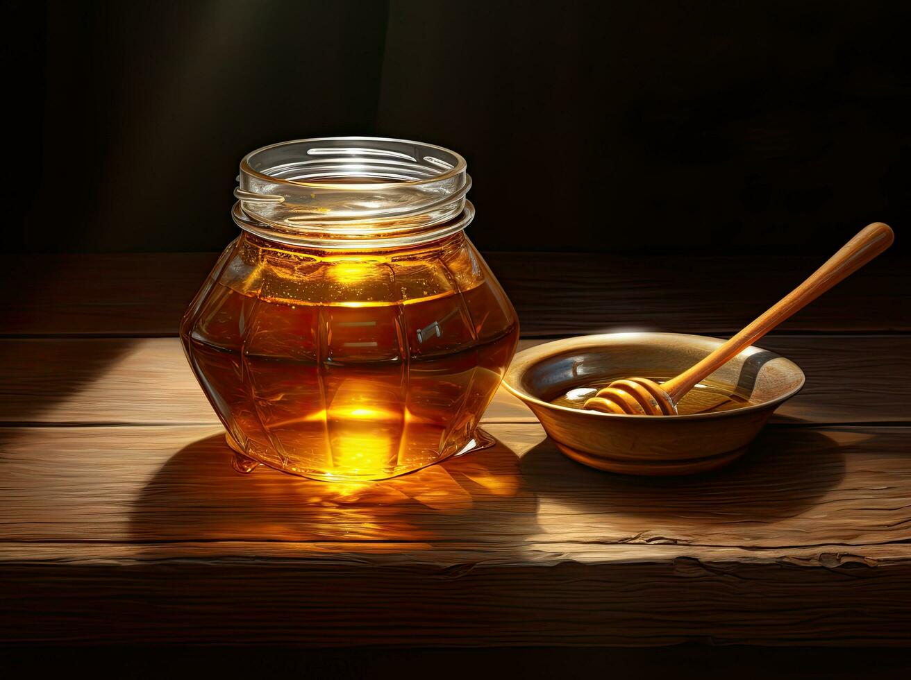 Jar with sweet honey photo