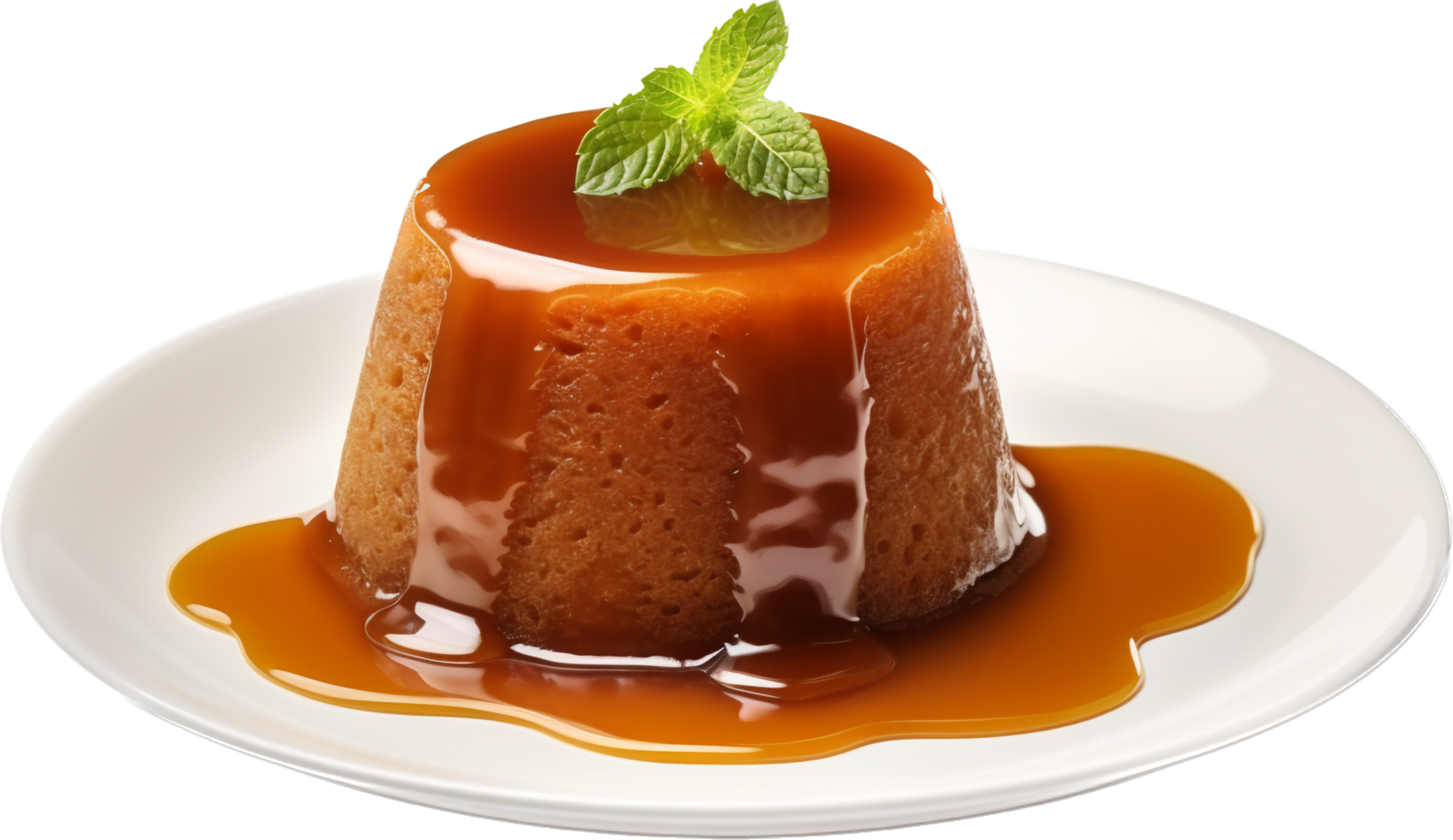 gluant caramel au beurre pudding png avec ai généré.