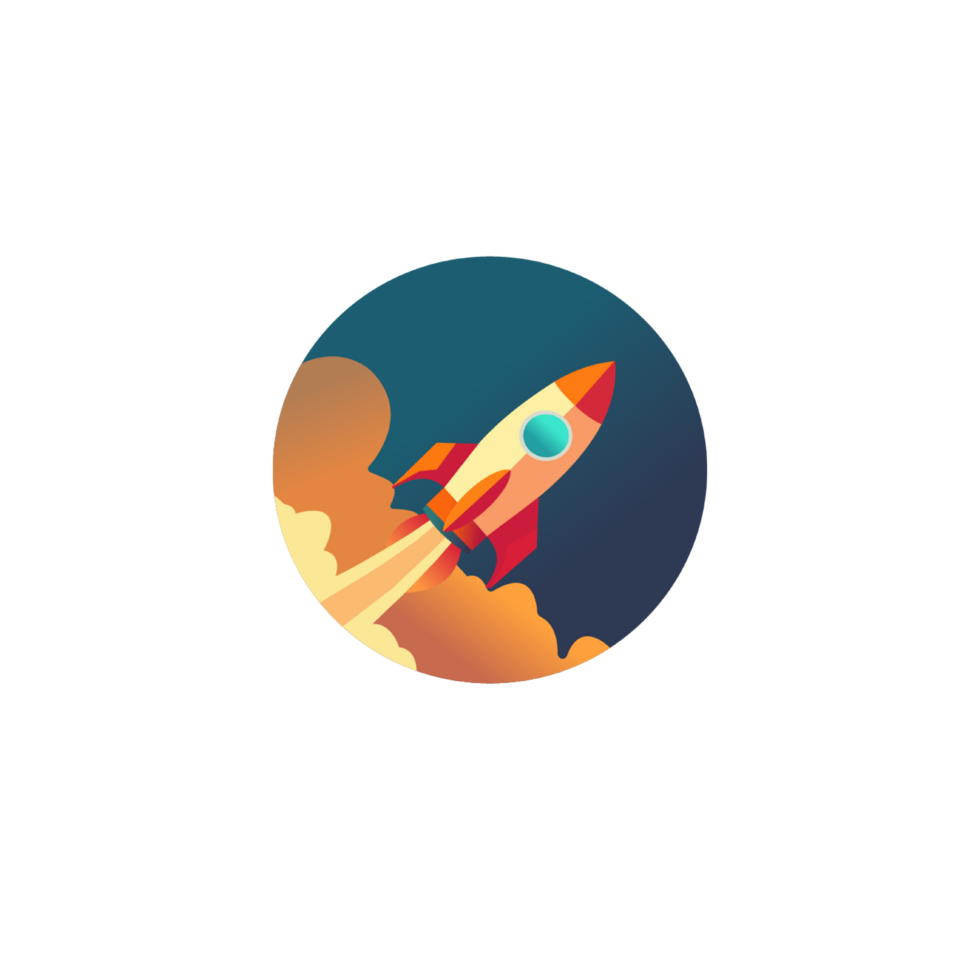 Rocket launch into space. Business project start up development png