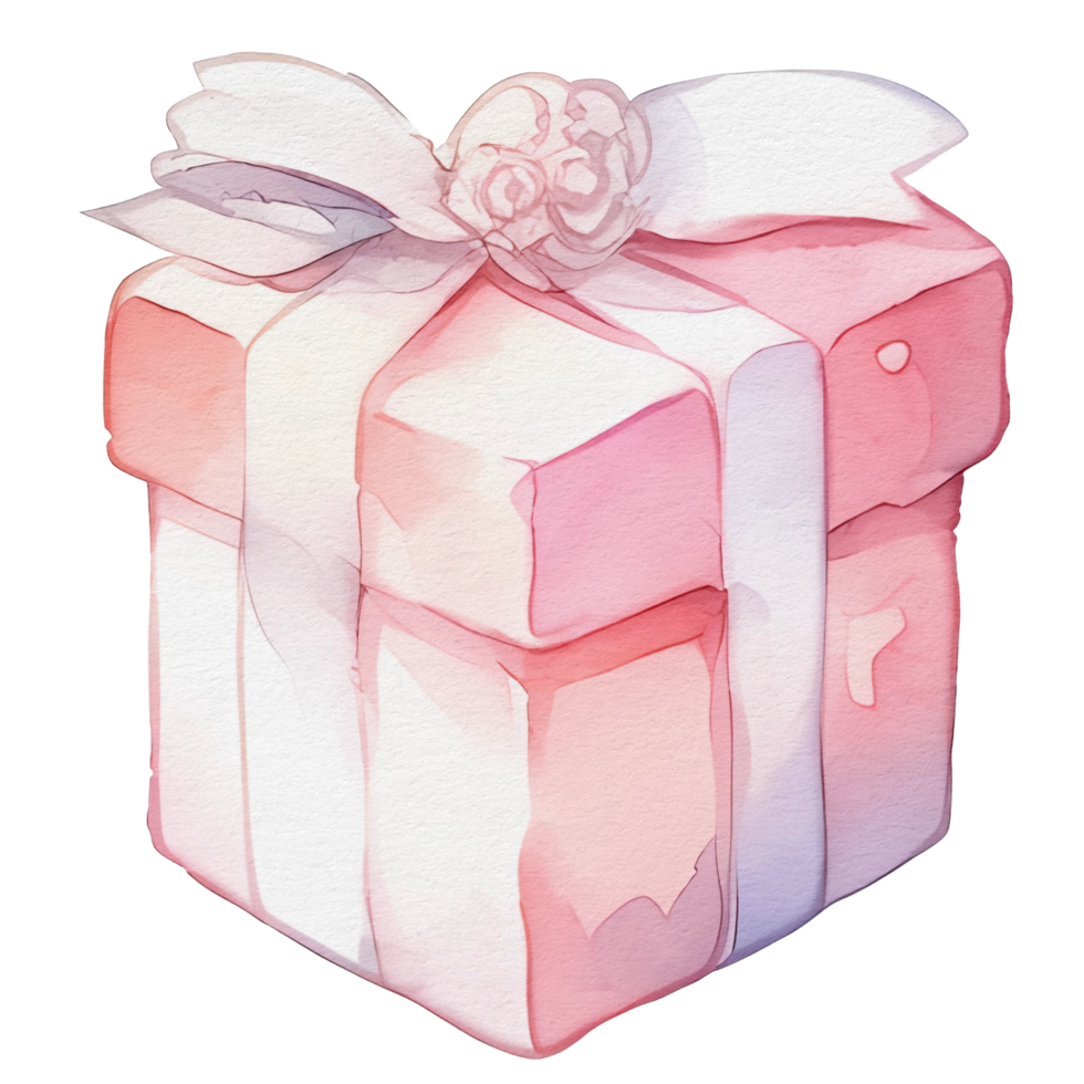 watercolor cute gift box, present, ai generative png