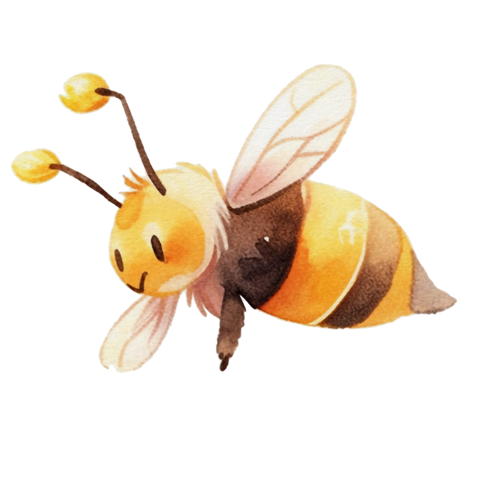 watercolor cute bee, ai generative png