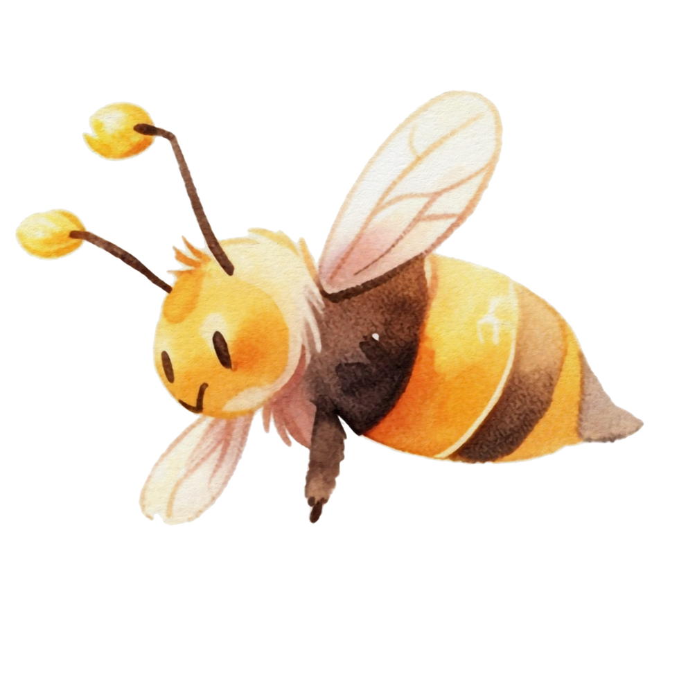 watercolor cute bee, png