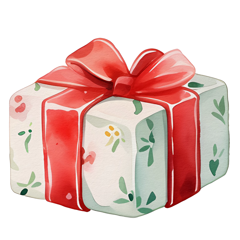watercolor cute gift box, present, png