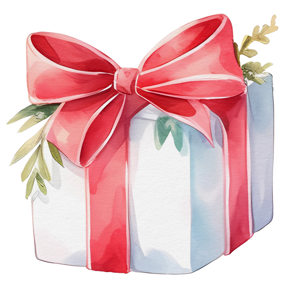 watercolor cute gift box, present, png