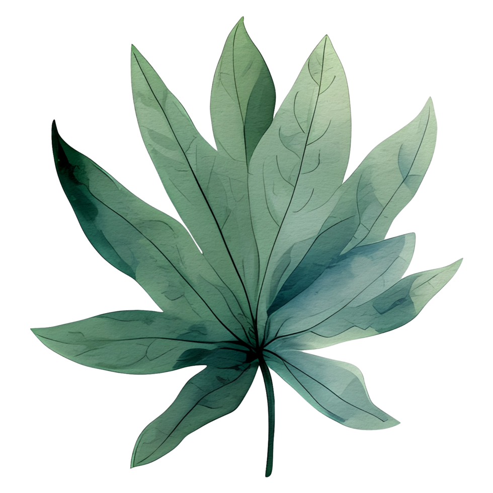 watercolor natural leaf, ai generative png