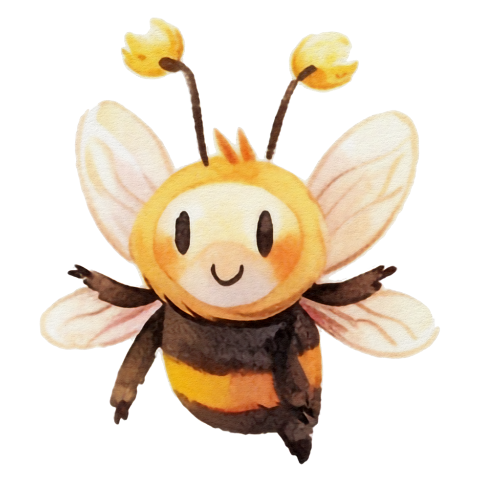 watercolor cute bee, png