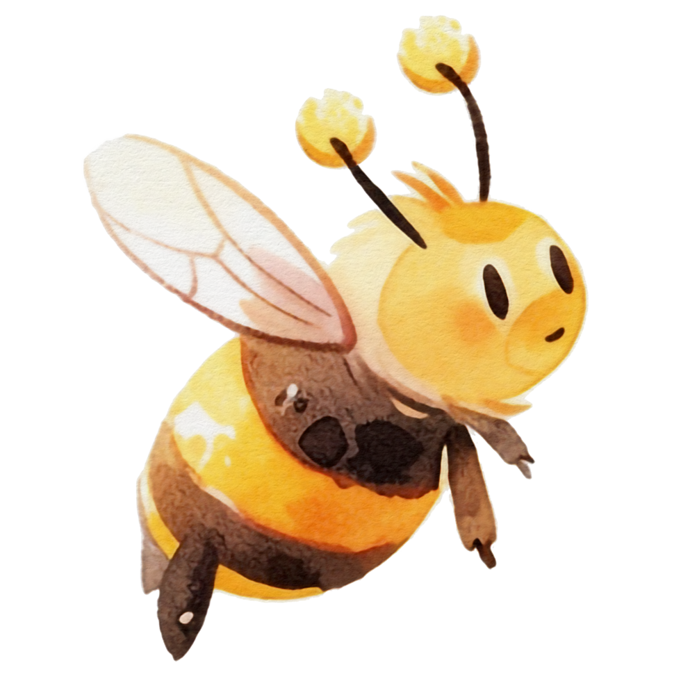 watercolor cute bee, png