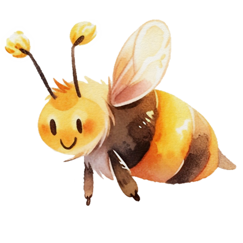 watercolor cute bee, png