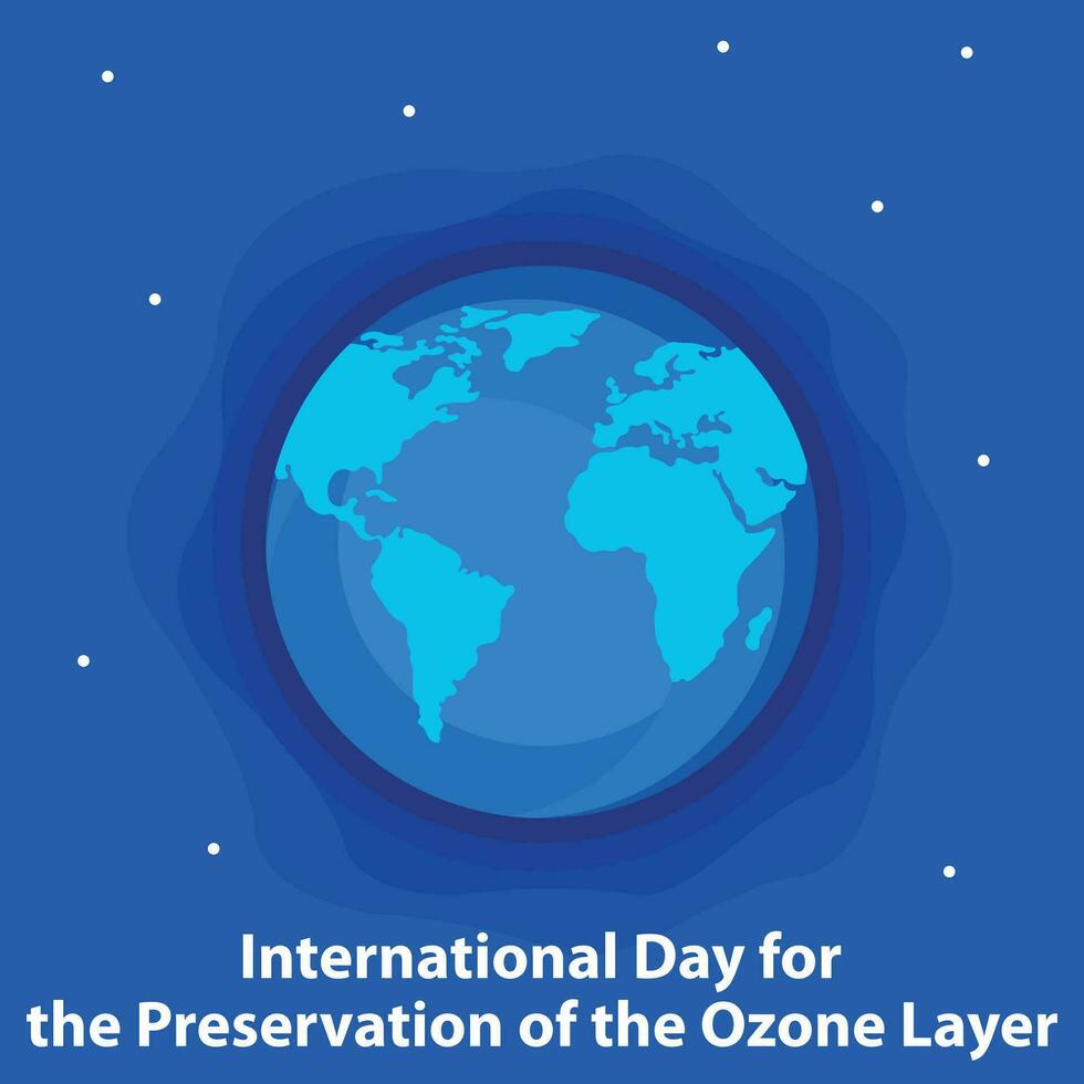 illustration vector graphic of the blue planet earth is covered by the ozone layer, perfect for international day, preservation of the ozone layers, celebrate, greeting card, etc.