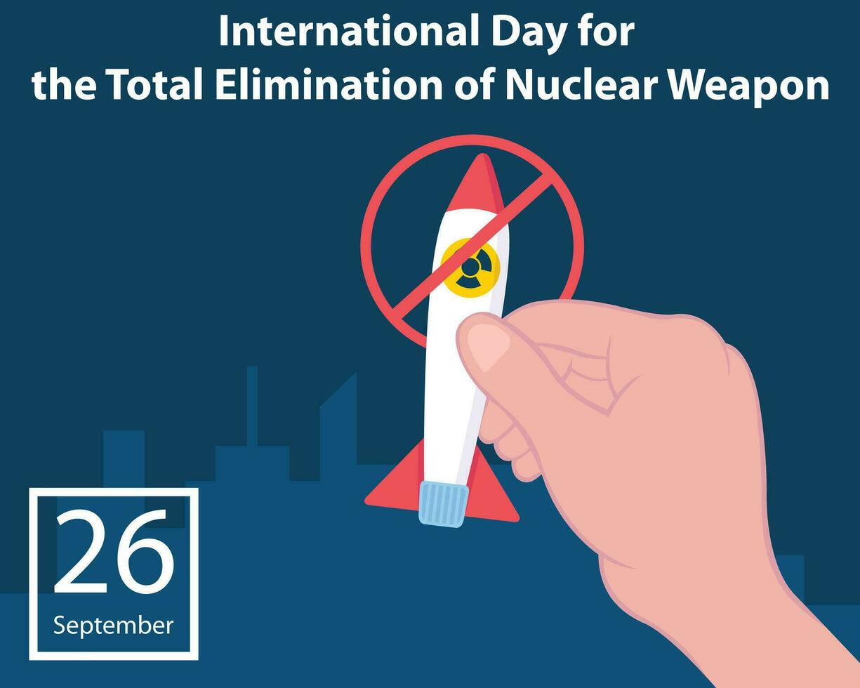 illustration vector graphic of hand holding nuclear weapon, perfect for international day, the total elimination, nuclear weapon, celebrate, greeting card, etc.