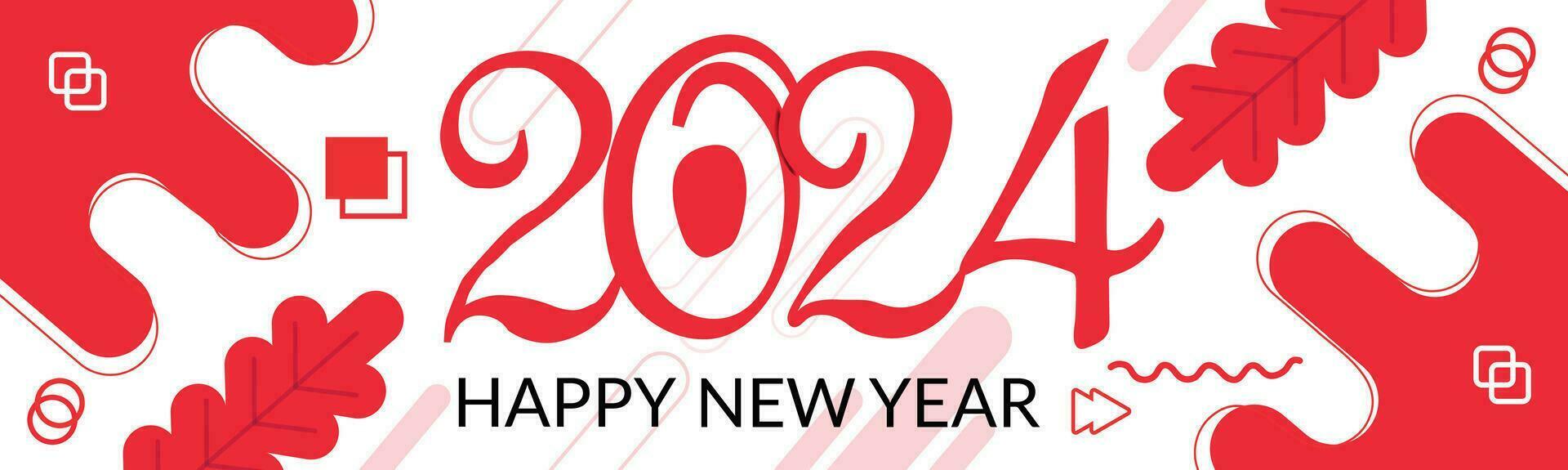 contento nuevo año 2024 texto diseño con moderno caligrafía y oscuro antecedentes estilo. letras composición de nuevo año vector valores ilustración