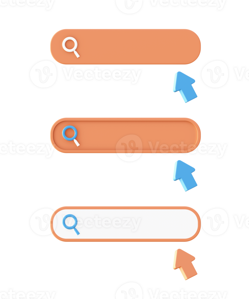 3d Orange Search bar icon for UI UX web mobile apps social media ads design png