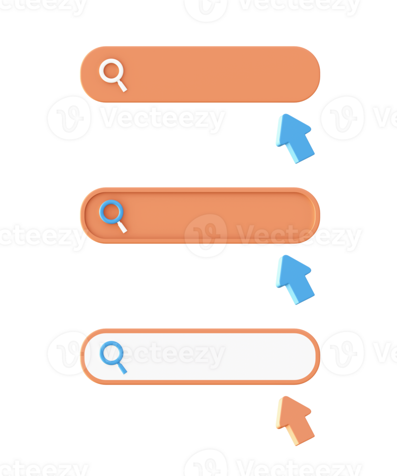 3d oranje zoeken bar icoon voor ui ux web mobiel apps sociaal media advertenties ontwerp png