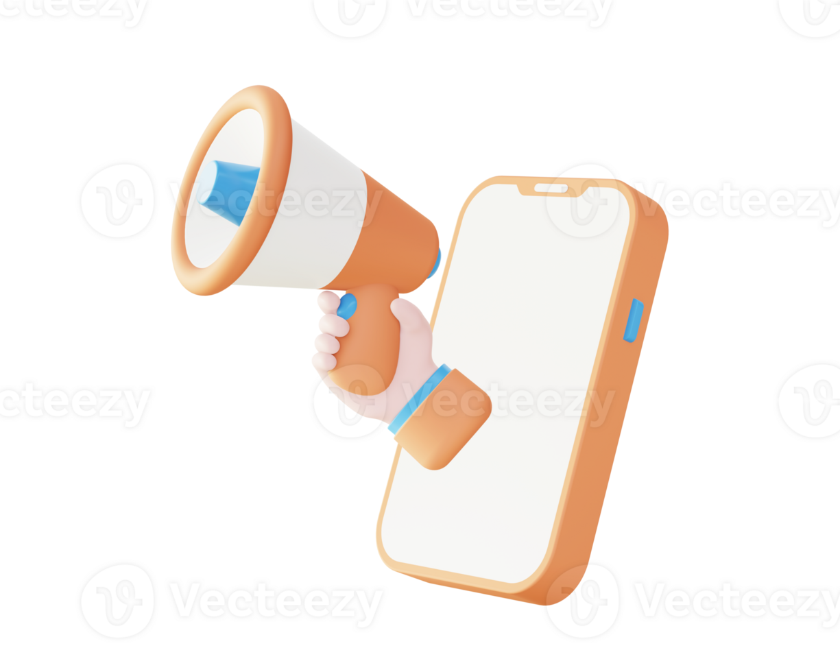 3d Smartphone with loudspeaker icon for UI UX web mobile apps social media ads design png