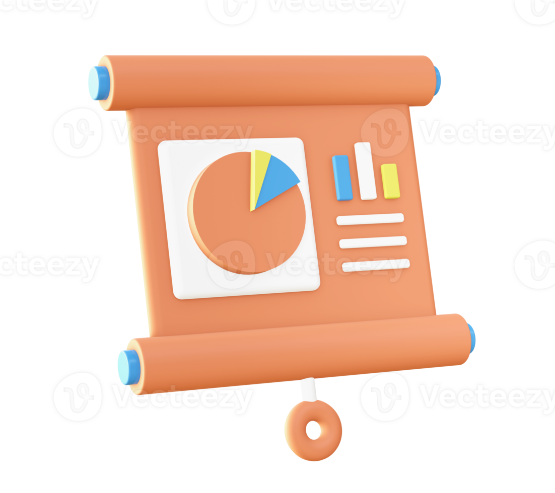 3d Orange infographic statistic with chart presentation icon for UI UX web mobile apps social media ads design png