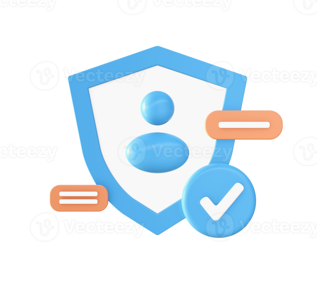 3d Orange security protection shield icon for UI UX web mobile apps social media ads design png
