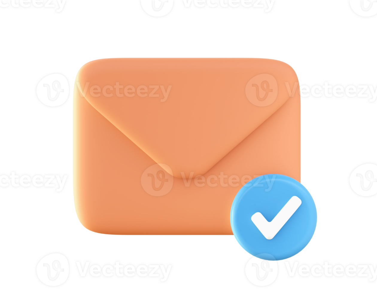 3d Orange Mail icon with checklist for UI UX web mobile apps social media ads design png