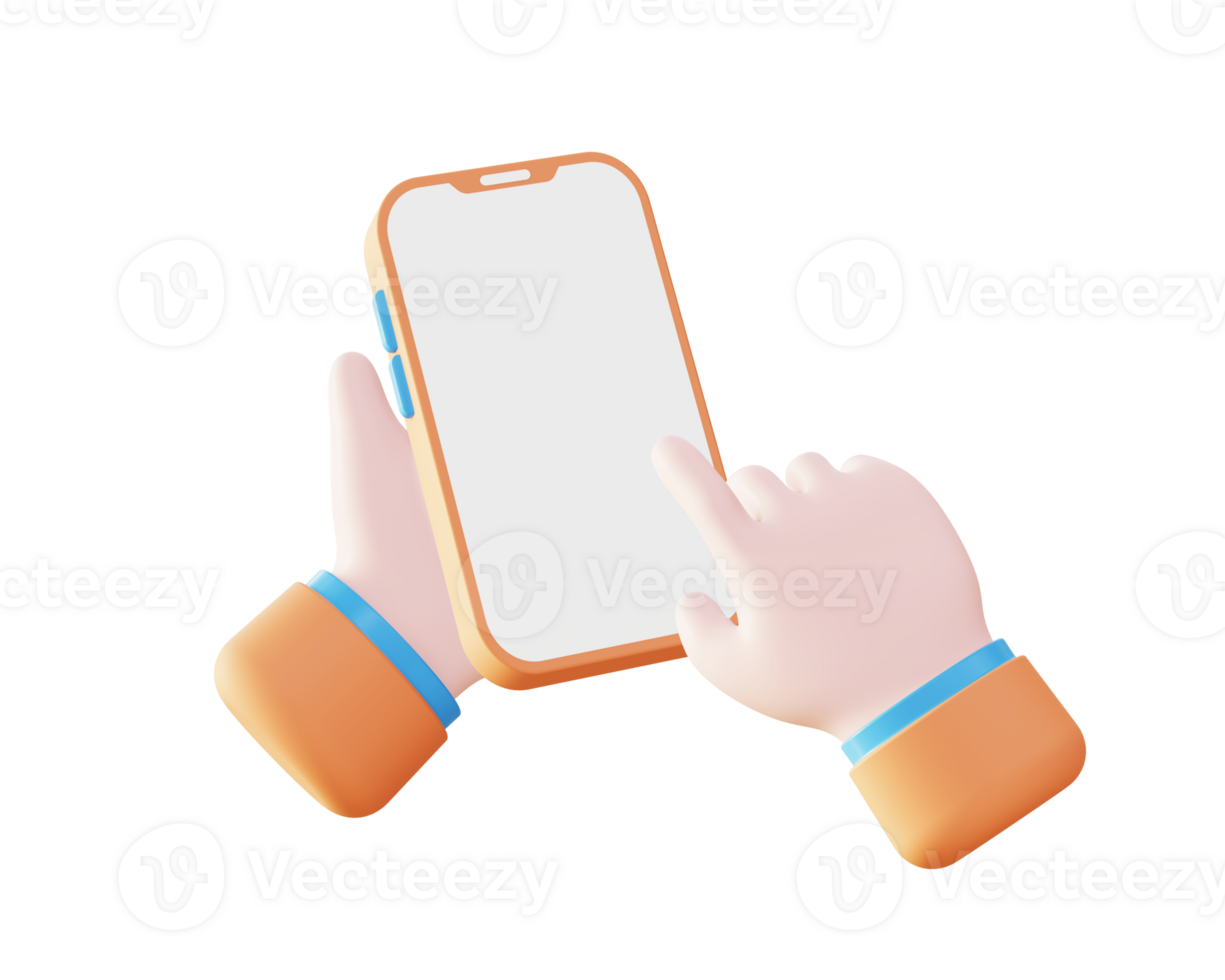 3d Hand holding smartphone icon for UI UX web mobile apps social media ads design png