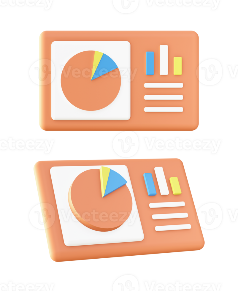 3d Orange infographic statistic pie chart icon for UI UX web mobile apps social media ads design png