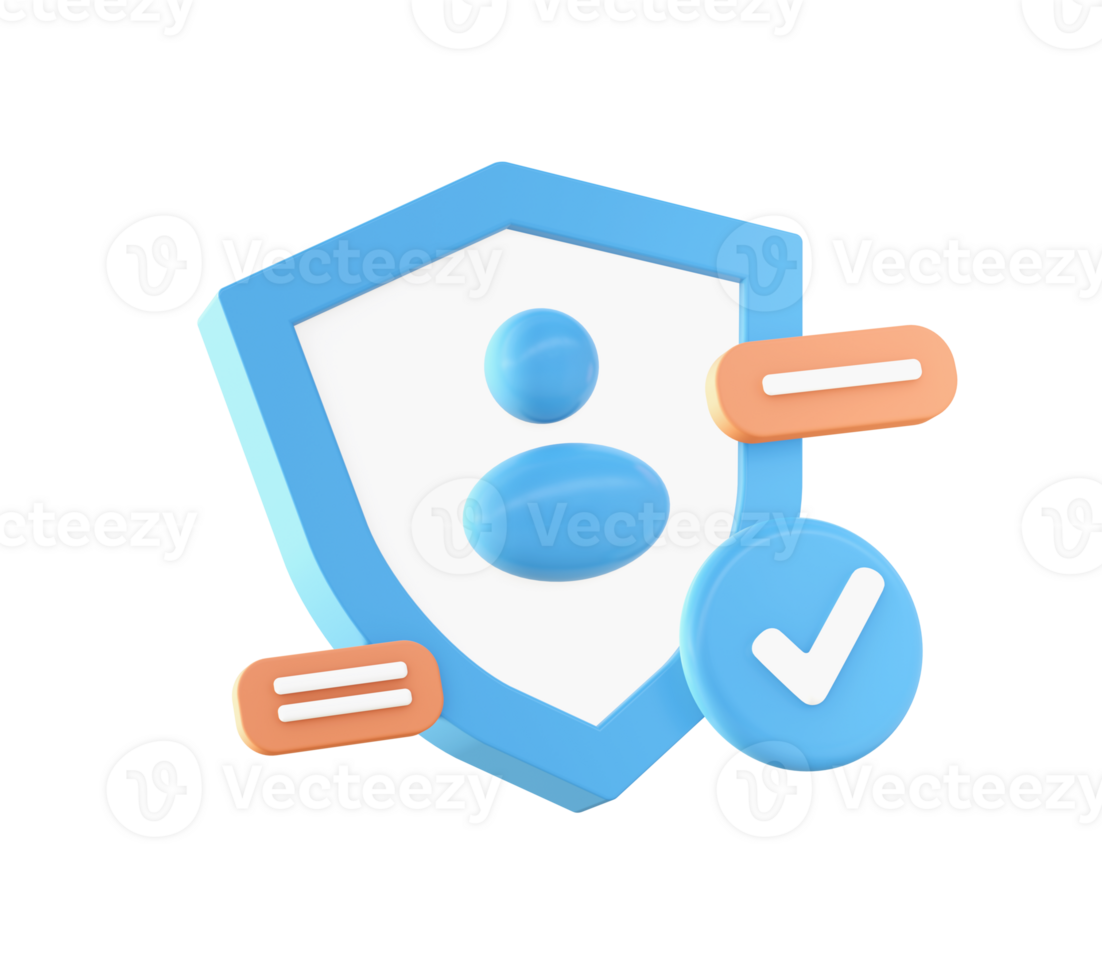 3d Orange security system protection shield icon for UI UX web mobile apps social media ads design png